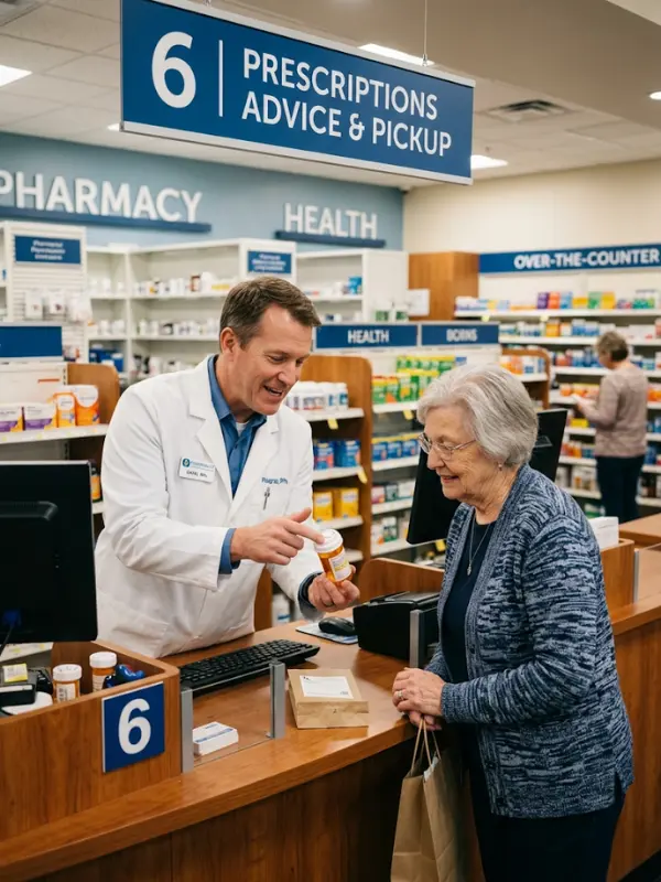 Pharmacist advising a patient